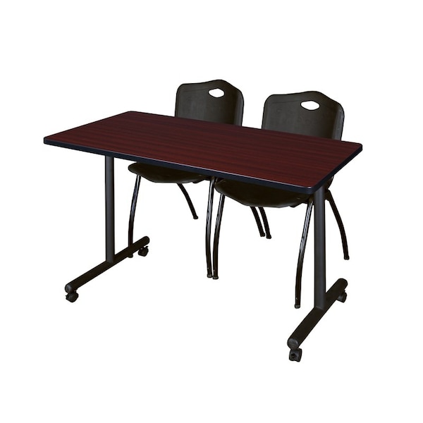 Kobe Rectangle Tables > Training Tables > Kobe Mobile Table & Chair Sets, 48 W, 24 L, 29 H, Mahogany MKTRCC4824MH47BK - main